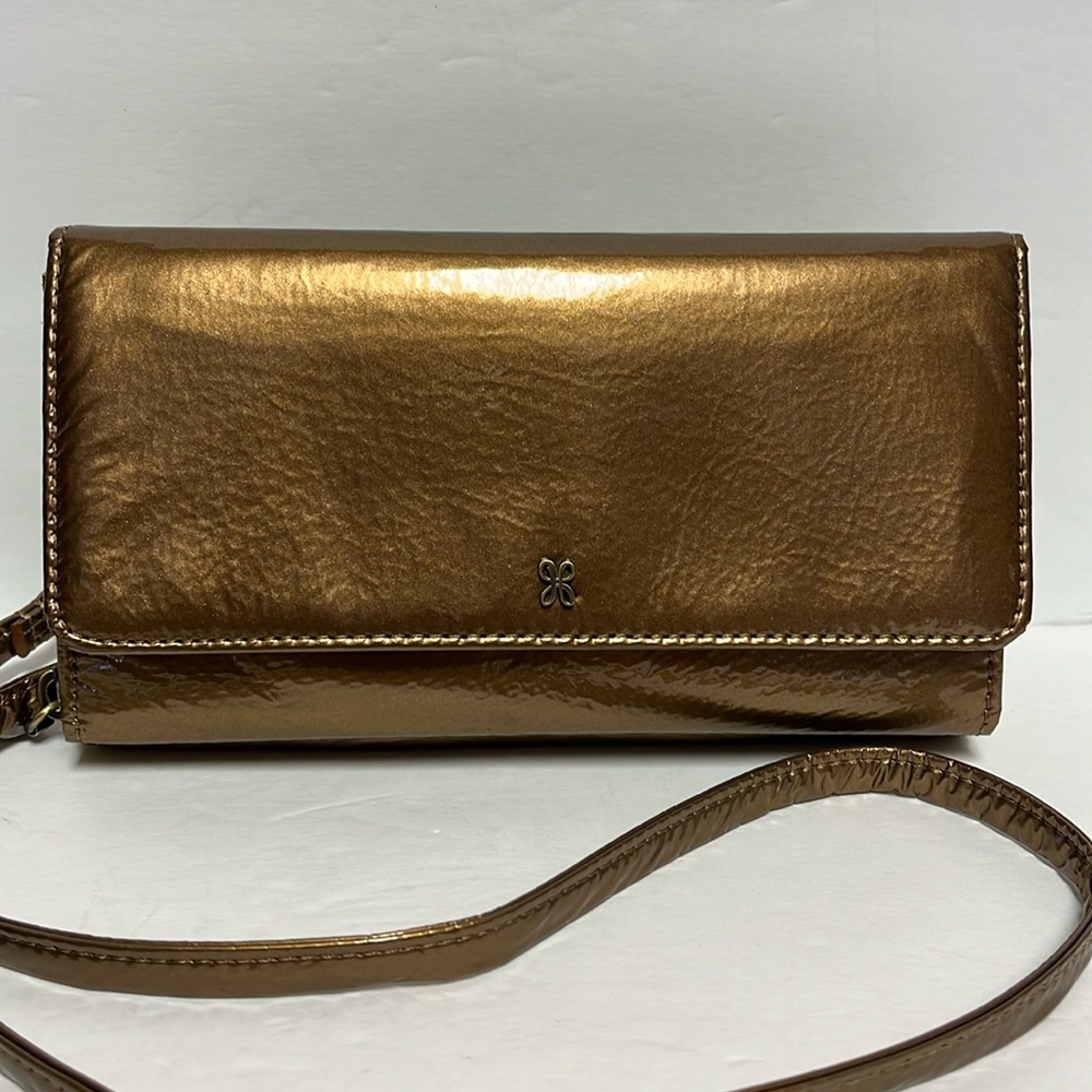 HOBO Rubie Bronze Leather Wallet Crossbody